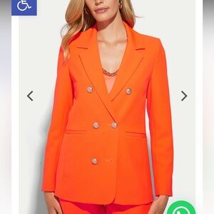 Generation Love Leighton Crepe Blazer Jacket Double Breasted Papaya S, M NWT